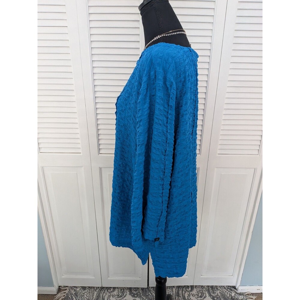 Ali Miles Tunic Women's 1X Blue Wearable Art Blouse Shirt Top Abstract Textured - Picture 5 of 11